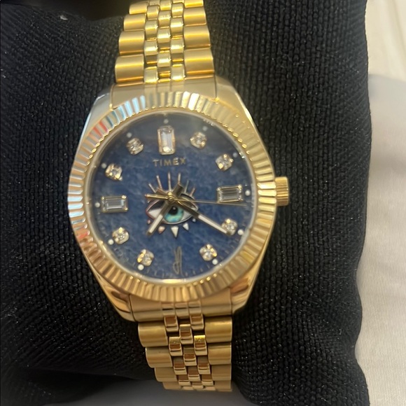 Timex Gold Watch with Textured Blue Face - Picture 2 of 2